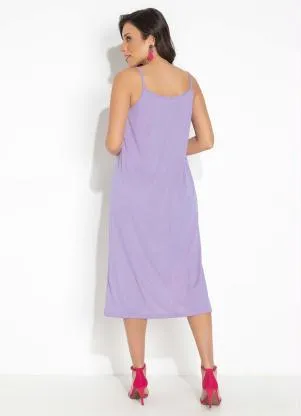 Moda Pop - Vestido Lavanda com Decote Redondo e Alças - MODA POP