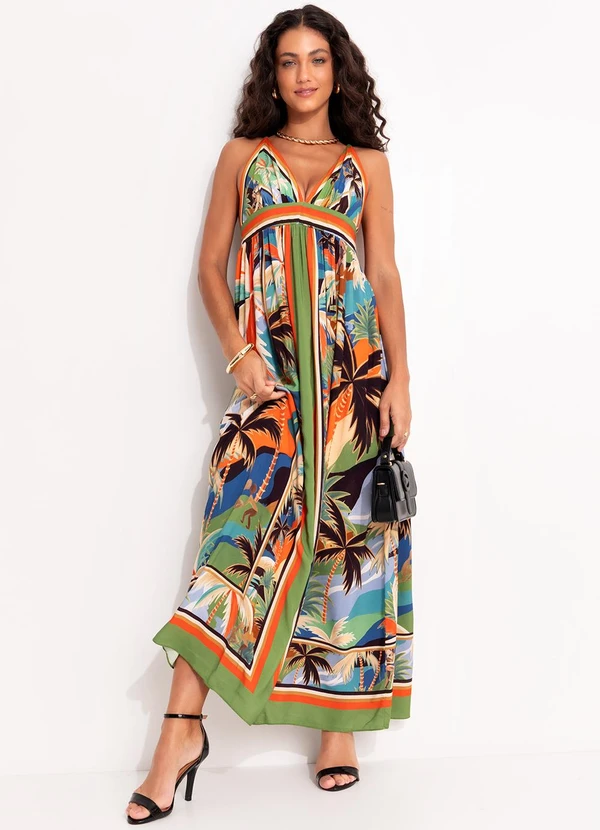 Farm - Vestido Lenço Bem Querer Laranja