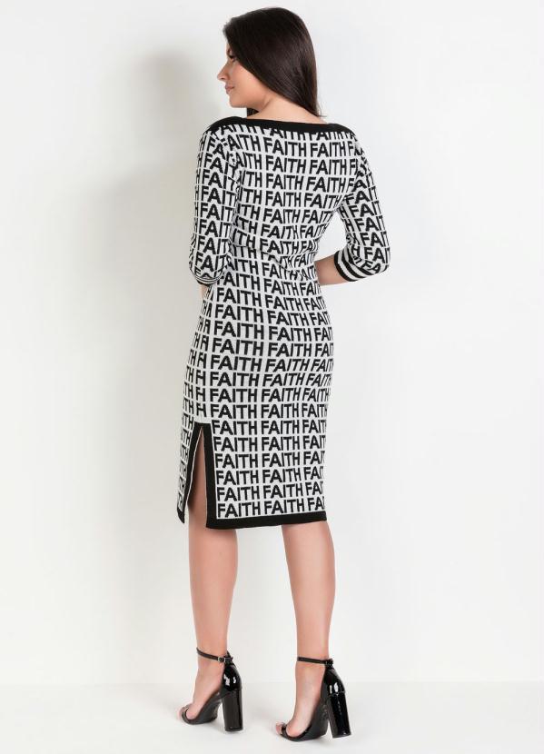 Outlet - Vestido Letering Preto e Branco Moda Evangélica 5