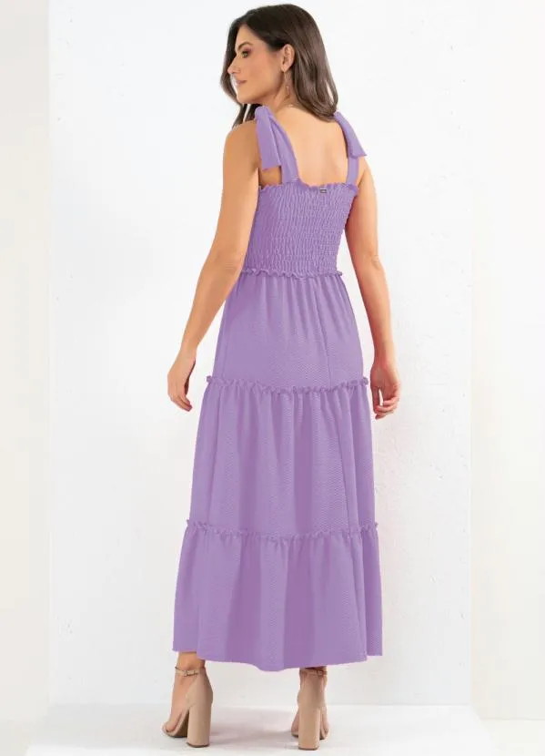 Quintess - Vestido Lilás com Babados e Alças para Amarrar 3