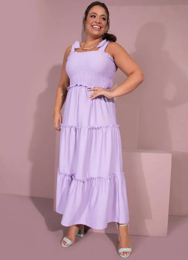 Quintess - Vestido Lilás com Babados e Alças para Amarrar 4
