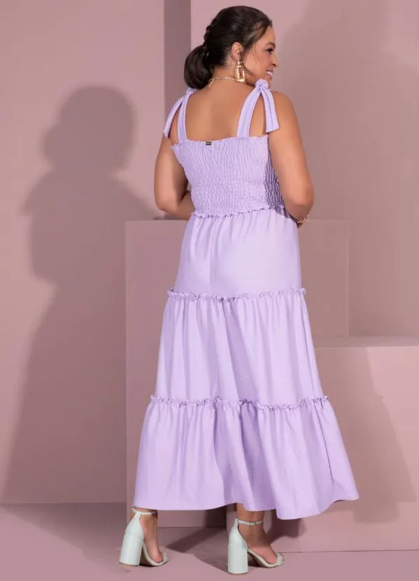 Quintess - Vestido Lilás com Babados e Alças para Amarrar 5
