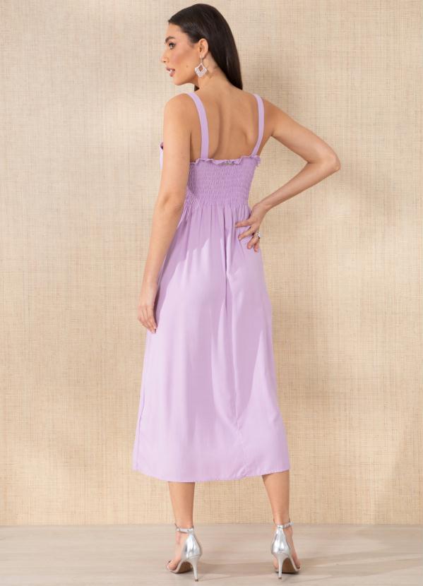 Outlet - Vestido Lilás de Alças em Viscose Plana 2