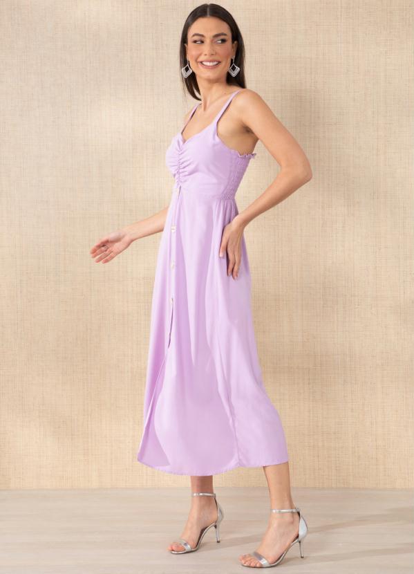 Outlet - Vestido Lilás de Alças em Viscose Plana 3