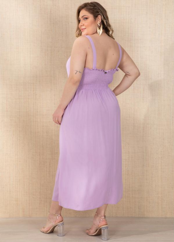 Outlet - Vestido Lilás de Alças em Viscose Plana 6