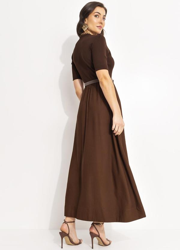 Colcci - Vestido Linho Detalhe Canelado Marrom 2