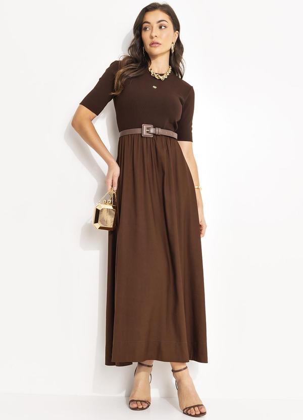 Colcci - Vestido Linho Detalhe Canelado Marrom 3