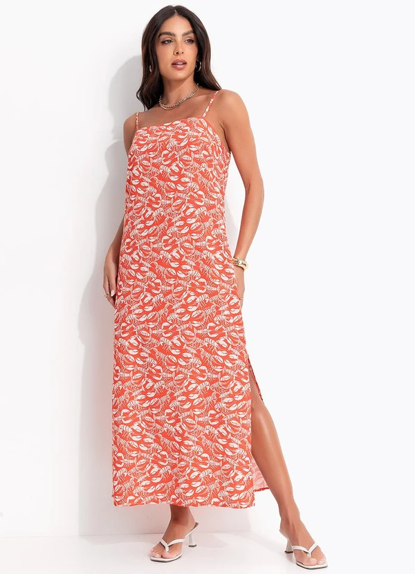 Colcci - Vestido Linho Estampado Vermelho