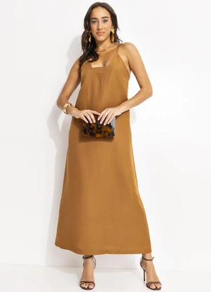 Forum - Vestido Linho Marrom - FORUM