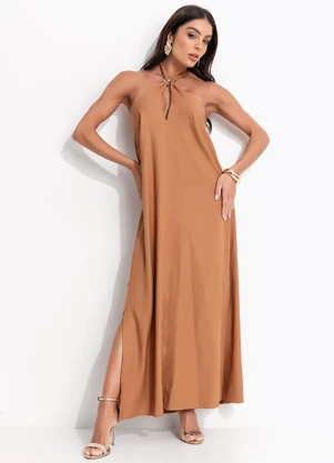 Colcci - Vestido Linho Marrom - COLCCI