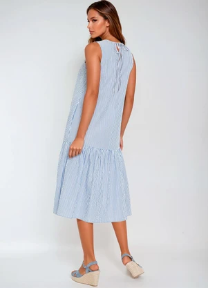 bonprix - Vestido Listra Azul em Tricoline - BONPRIX