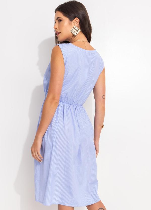 Quintess - Vestido Listrado Azul em Tricoline 2