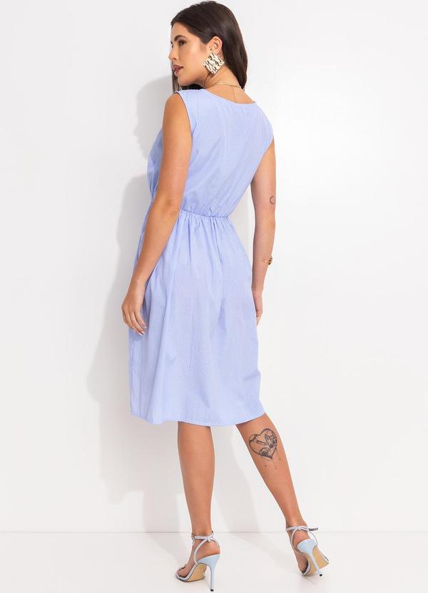 Quintess - Vestido Listrado Azul em Tricoline 5