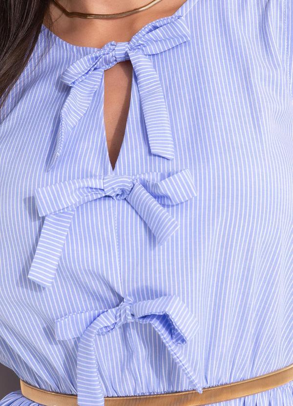 Quintess - Vestido Listrado Azul em Tricoline 7