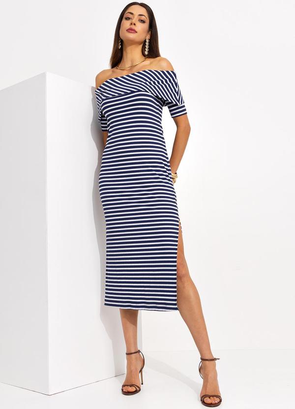 Colcci - Vestido Listrado Azul