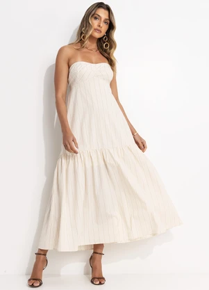 Colcci Jeans - Vestido Listrado Bege - COLCCI JEANS
