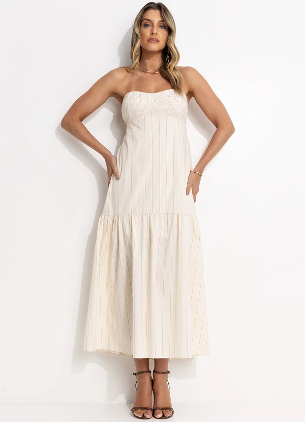 Colcci Jeans - Vestido Listrado Bege