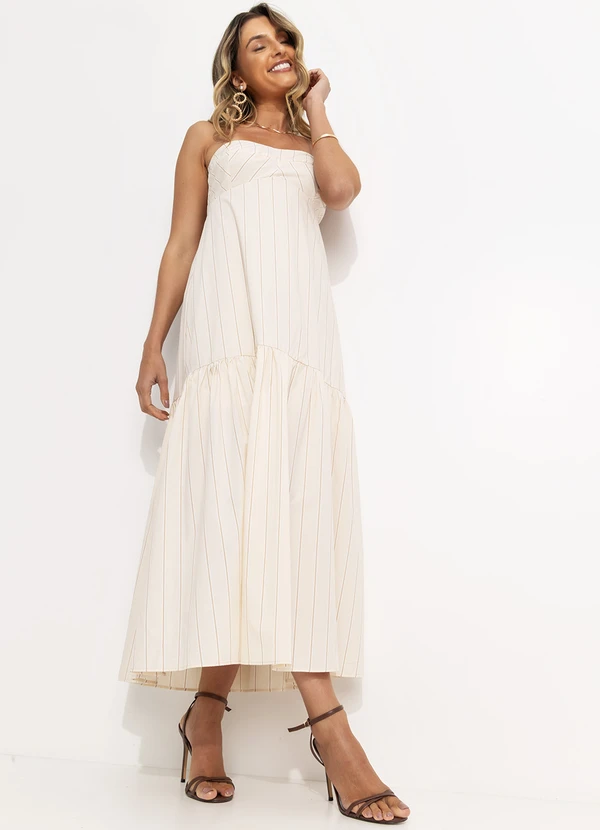 Colcci Jeans - Vestido Listrado Bege 7