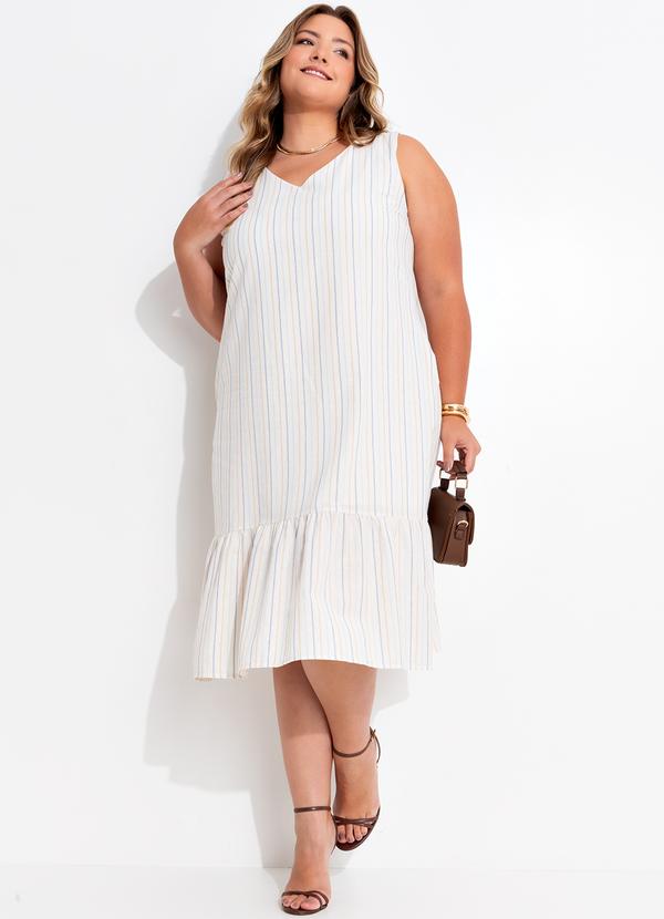 Quintess - Vestido Listrado Colorido em Cambraia 10