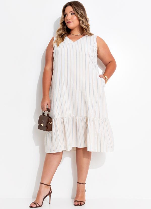 Quintess - Vestido Listrado Colorido em Cambraia 11