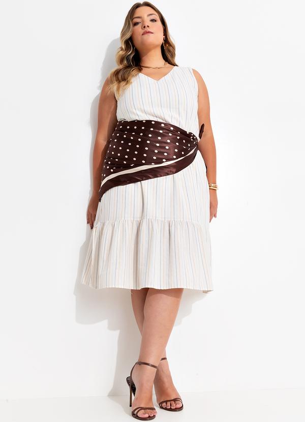 Quintess - Vestido Listrado Colorido em Cambraia 13