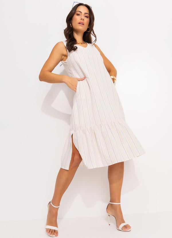 Quintess - Vestido Listrado Colorido em Cambraia 3