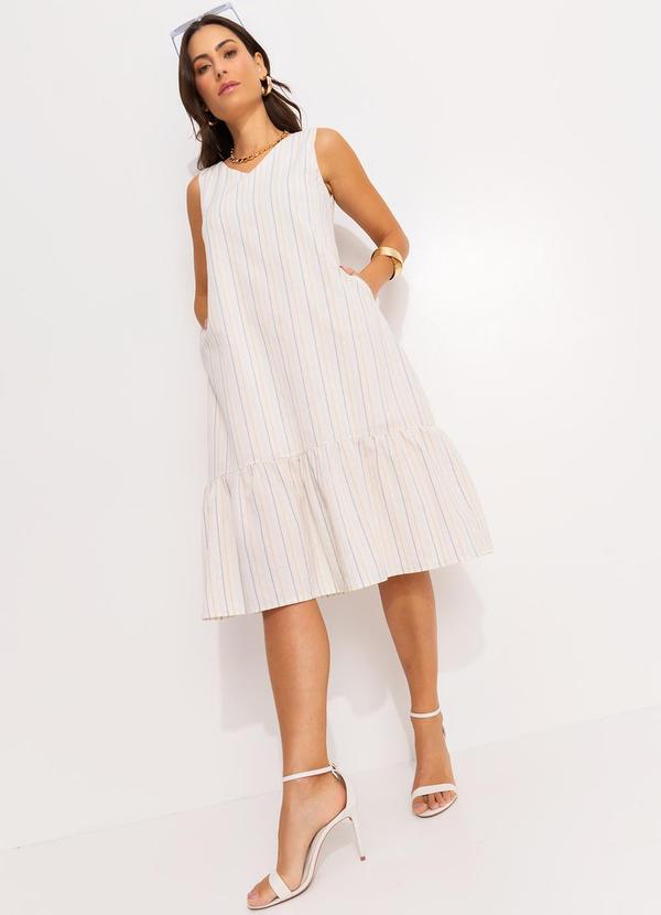 Quintess - Vestido Listrado Colorido em Cambraia 4