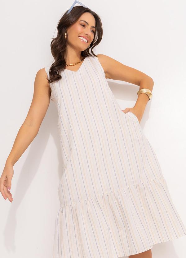 Quintess - Vestido Listrado Colorido em Cambraia 5
