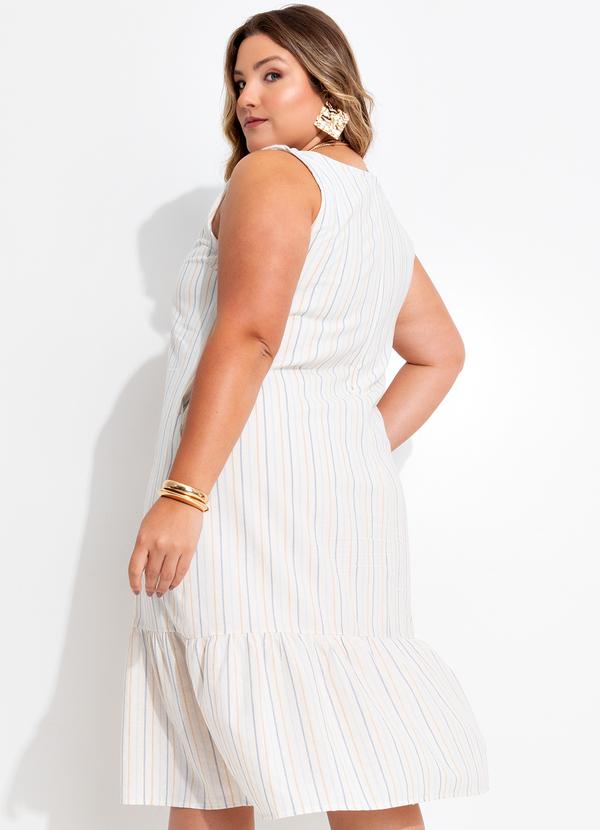 Quintess - Vestido Listrado Colorido em Cambraia 7