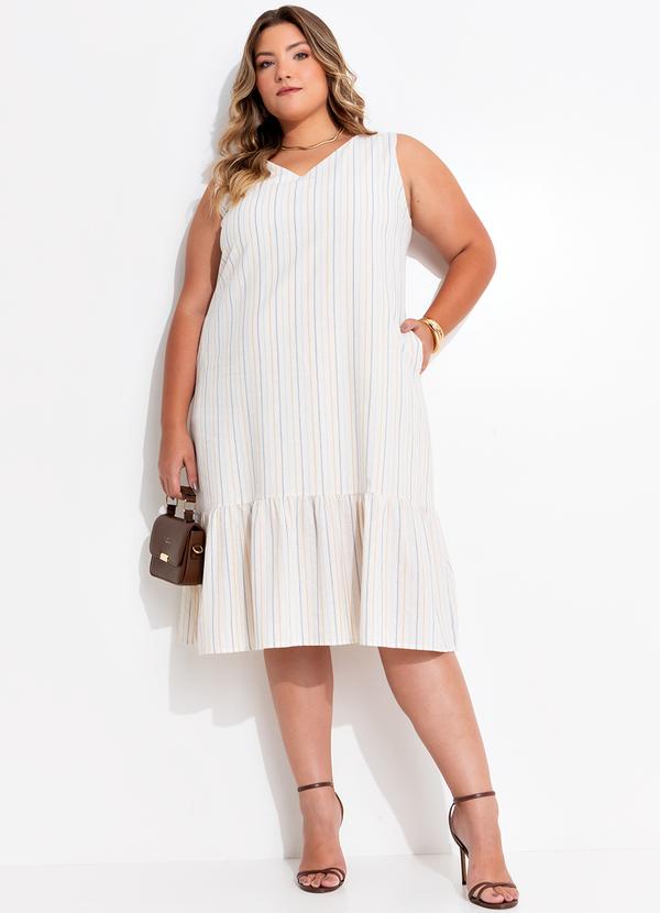 Quintess - Vestido Listrado Colorido em Cambraia 8