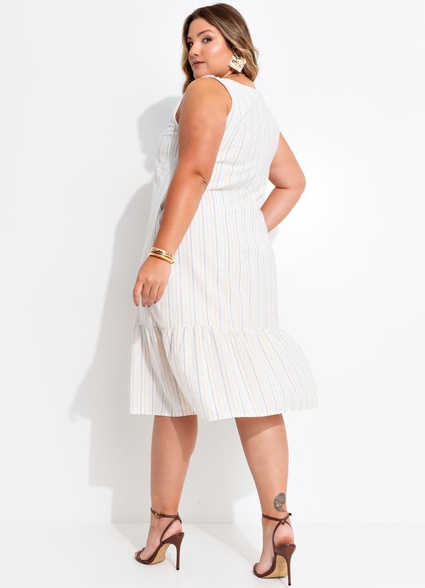 Quintess - Vestido Listrado Colorido em Cambraia 9