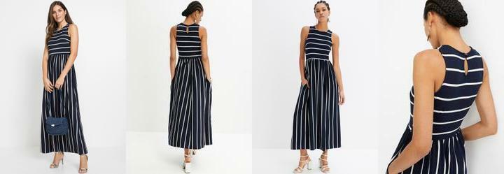 Vestido Listrado Marinho em Poliflex