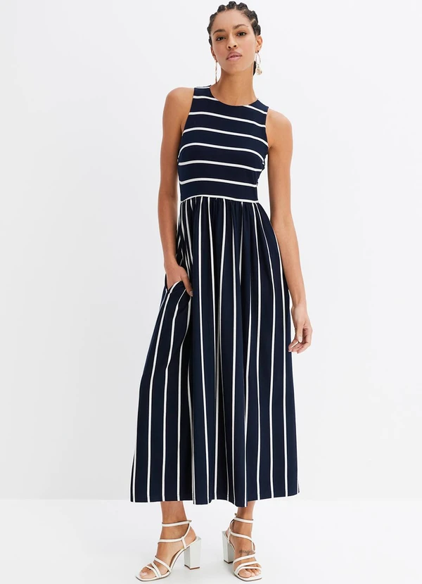 bonprix - Vestido Listrado Marinho em Poliflex 3