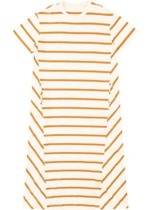 Malwee - Vestido Listrado Mídi Amarelo - MALWEE