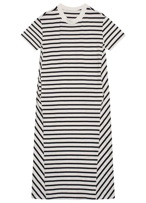 Malwee - Vestido Listrado Mídi Amplo Branco - MALWEE