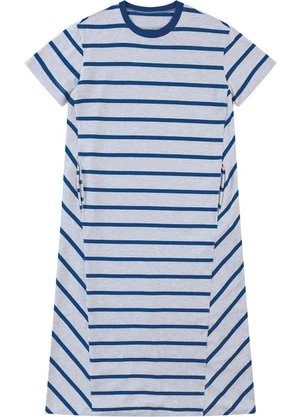 Malwee - Vestido Listrado Mídi Azul  - MALWEE