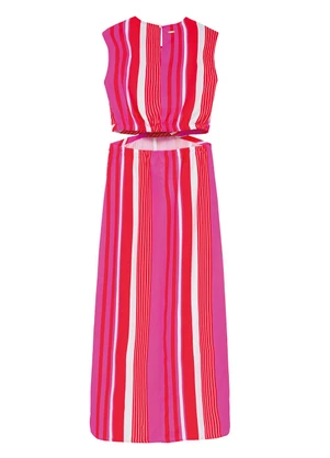 Enfim - Vestido Listrado Mídi Reto Cut Out Rosa - ENFIM
