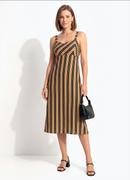 Vestido Listrado Preto em Viscose