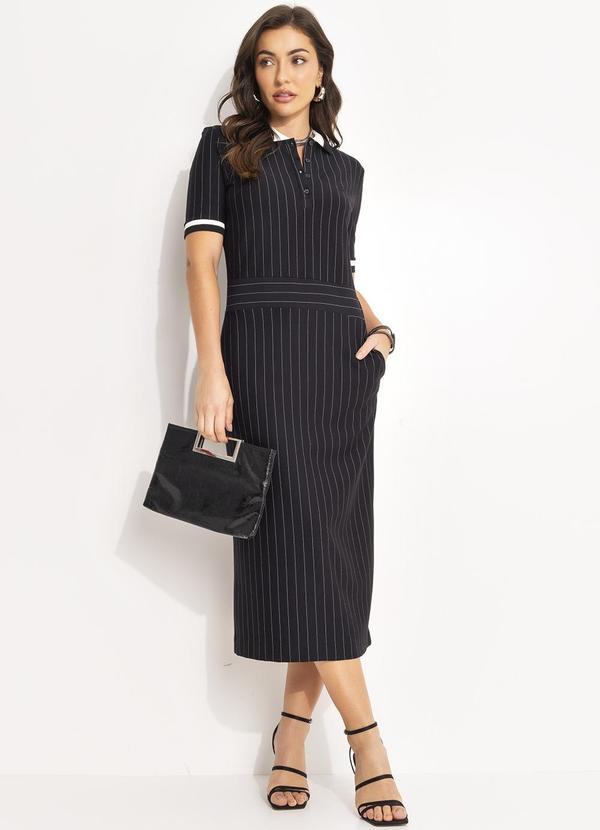 Colcci - Vestido Listrado Preto