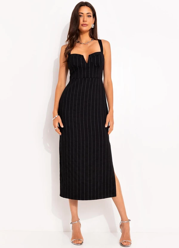 Colcci - Vestido Listrado Preto