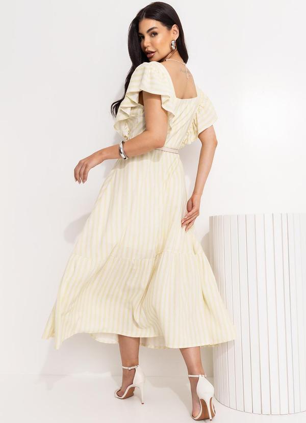 Quintess - Vestido Listrado Verde em Linho 12