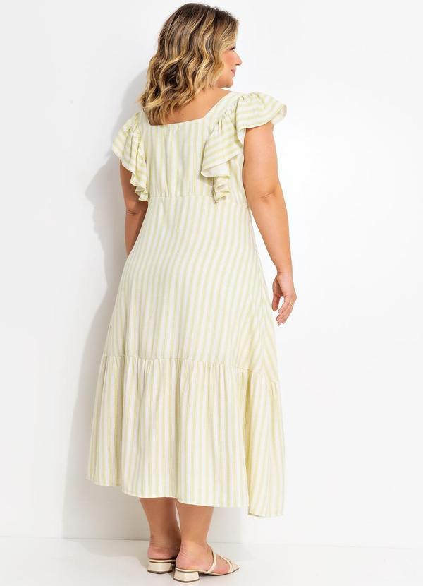 Quintess - Vestido Listrado Verde em Linho 7
