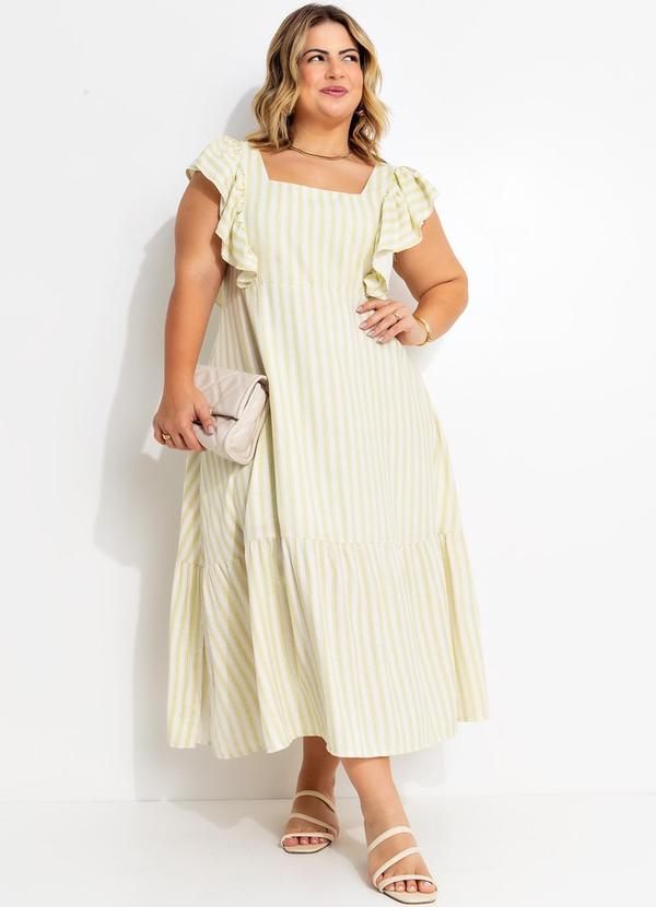 Quintess - Vestido Listrado Verde em Linho 5