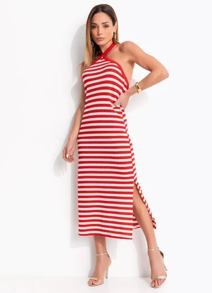 Colcci - Vestido Listrado Vermelho - COLCCI