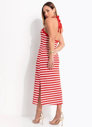 Colcci - Vestido Listrado Vermelho - COLCCI