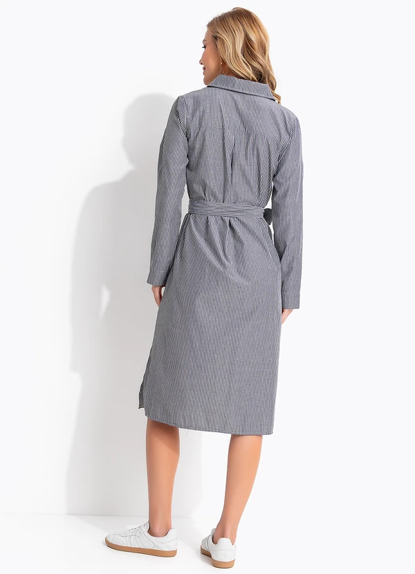 Quintess - Vestido Listras Cinza em Alfaiataria 4