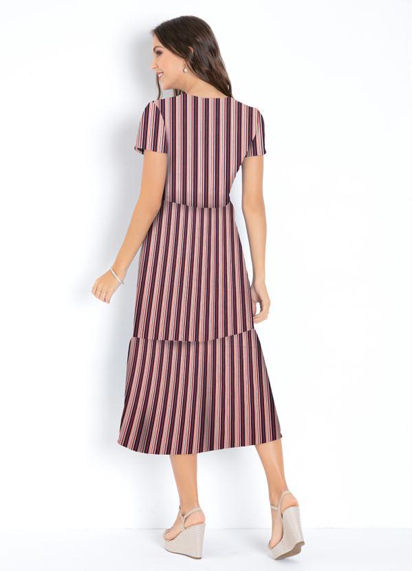 Moda Pop - Vestido Listras com Mangas e Babados 2