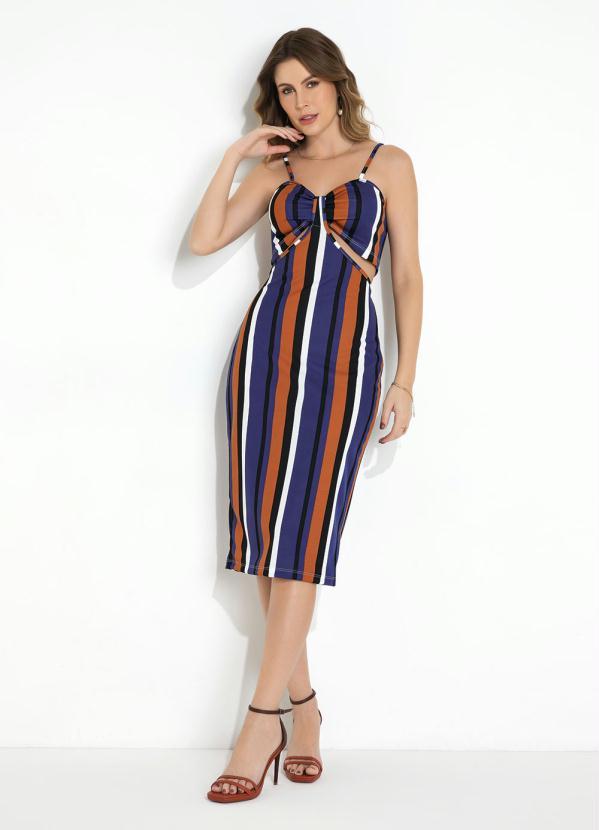 Moda Pop - Vestido Listras com Recorte Vazado 5