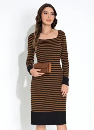 Rosalie - Vestido Listras Decote Quadrado - ROSALIE