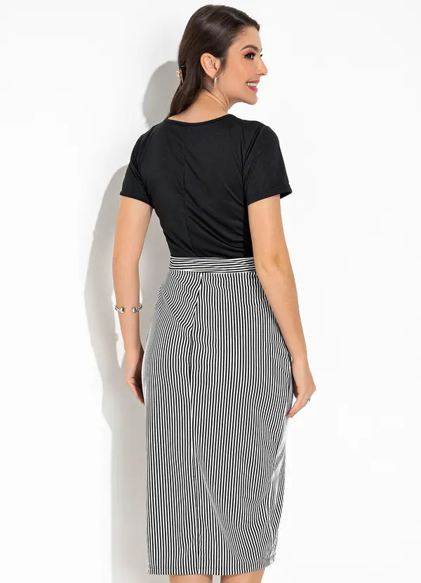Rosalie - Vestido Listras P&B em Malha 2